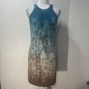 White House Black Market Halter Ombre Chemise Snakeskin Cut Out Python Print XS